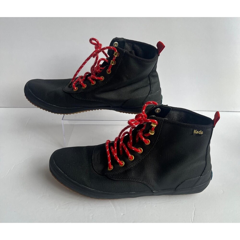 Keds Scout II Water Resistant Canvas Black Maroon Ankle Boots Women's Size 10